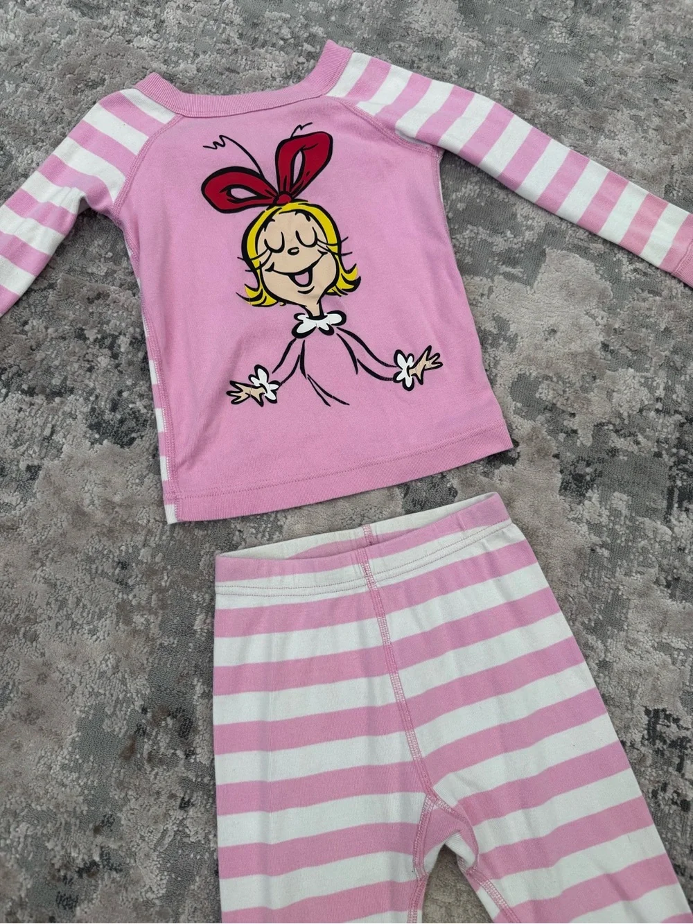 Hanna Andersson Pink & White Striped Dr. Seuss Grinch Pajamas